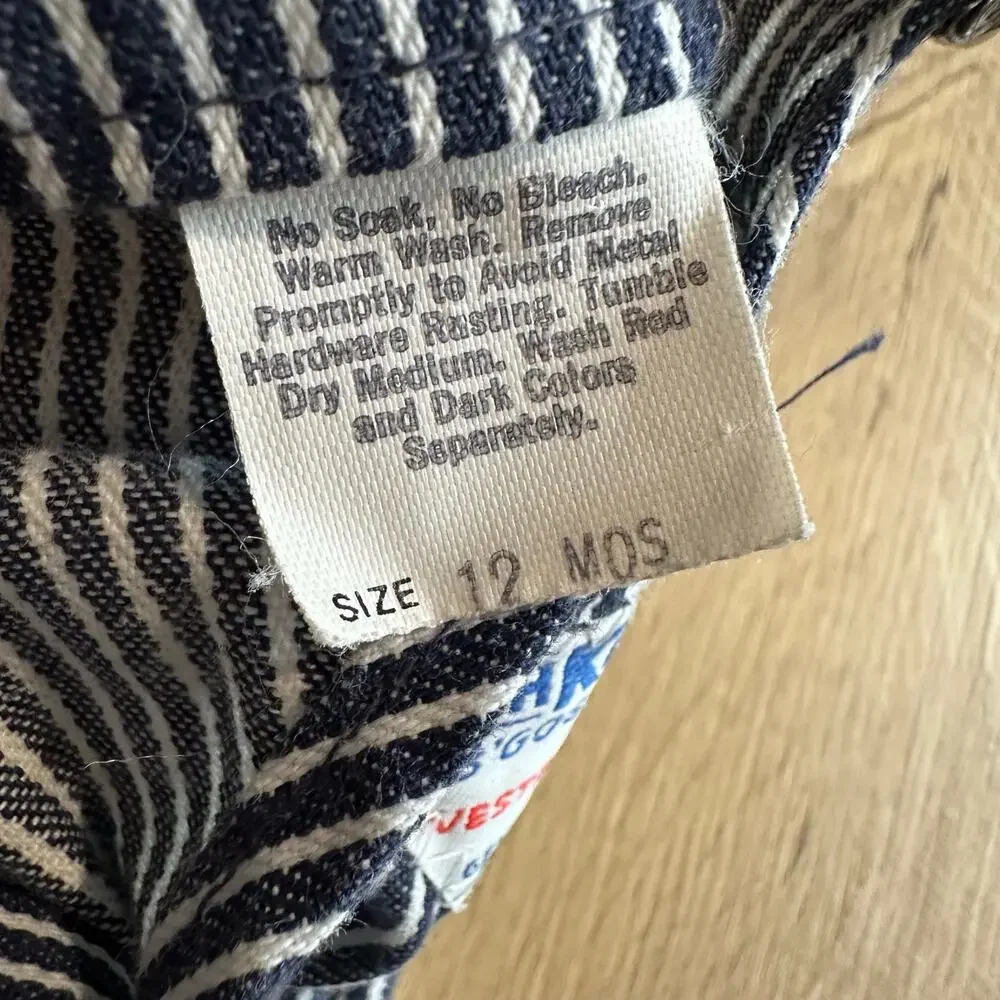 Vintage OshKosh B'Gosh Railroad Stripe Bib Overalls 12 Month USA Made